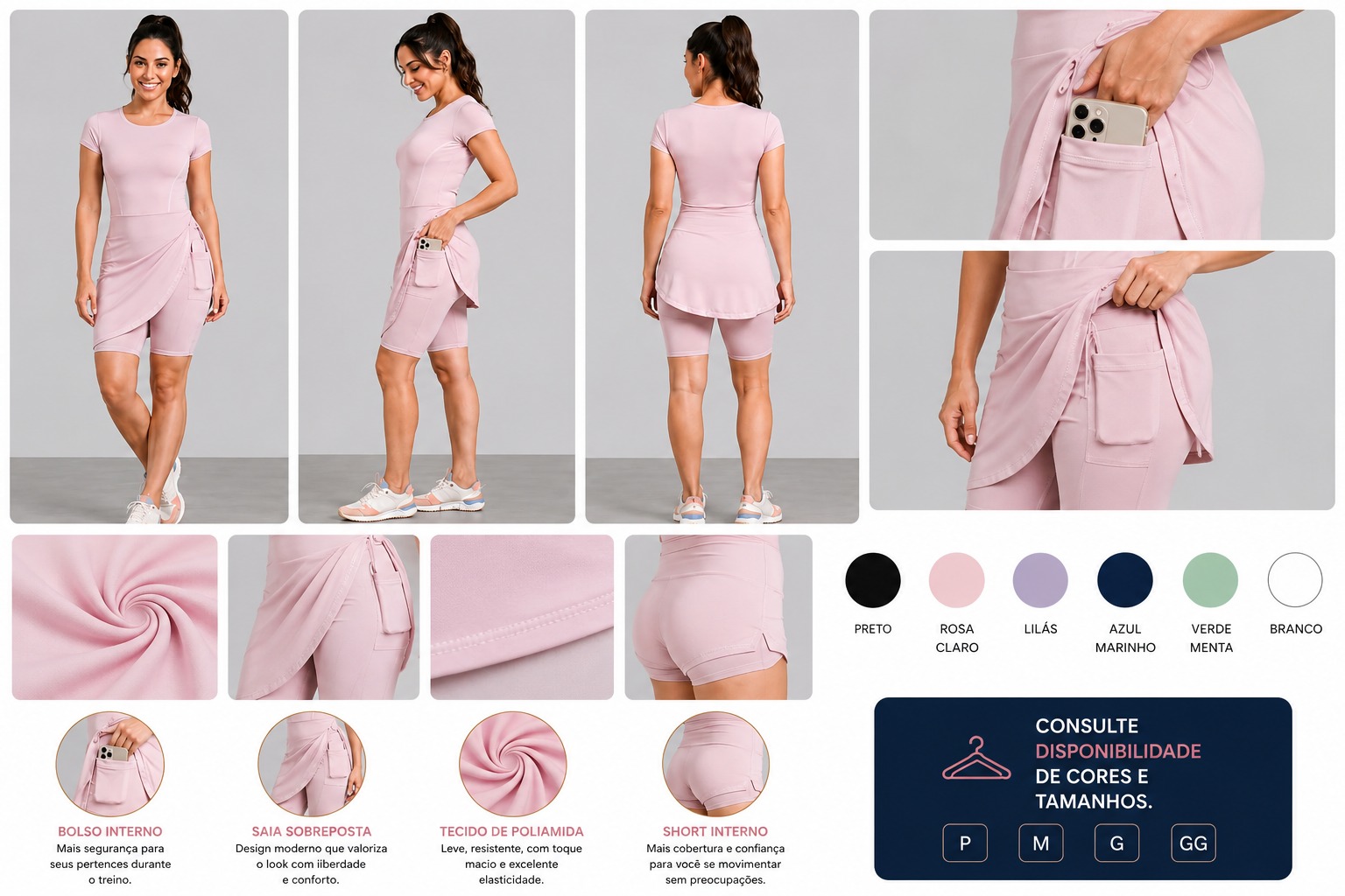 Conjunto Fitness Feminino Rosa
